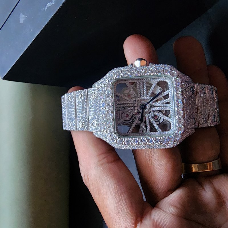 Exclusive Square Shape Fully Iced Out Diamond Watch Alternate View