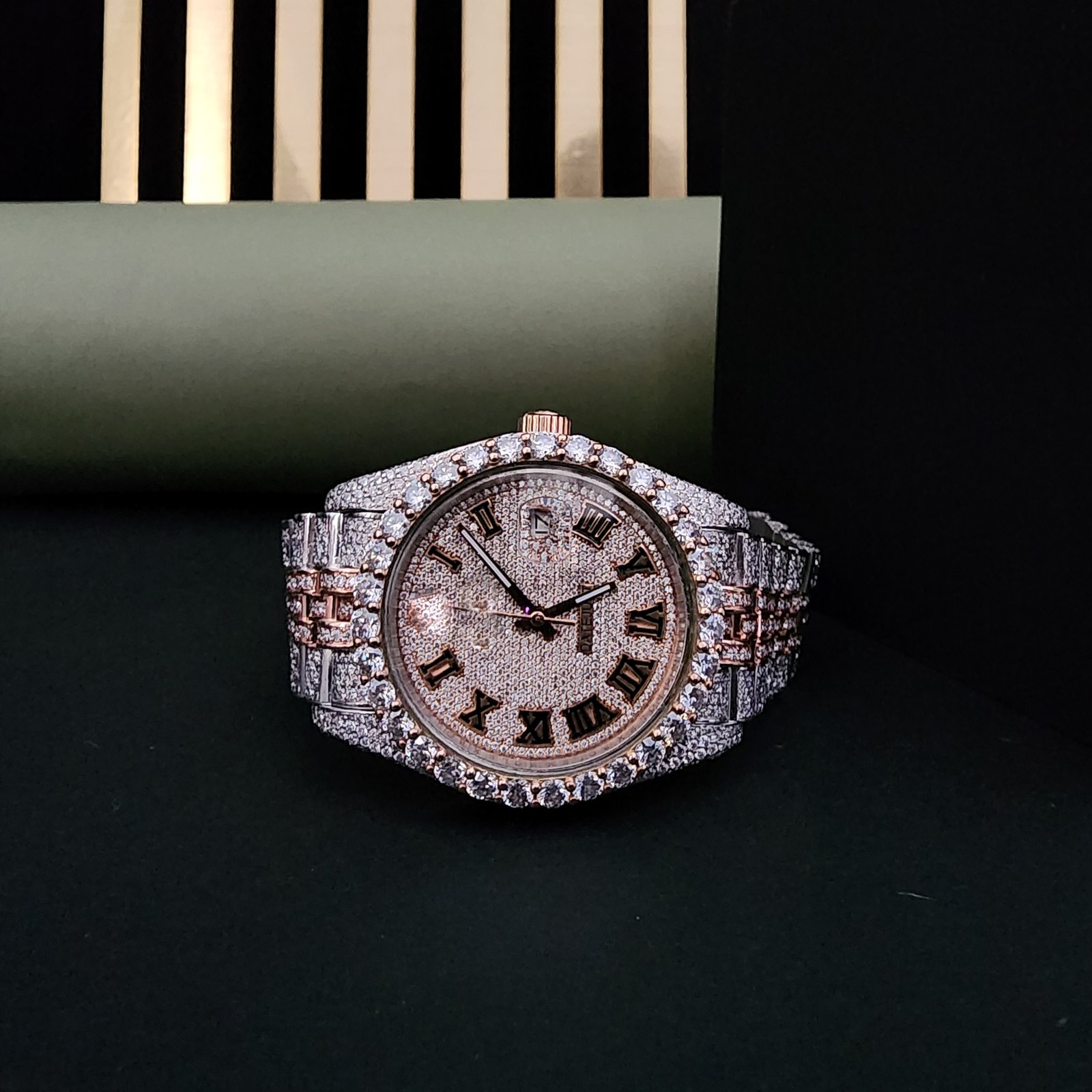 Elegant Full Iced Out Diamond Watch