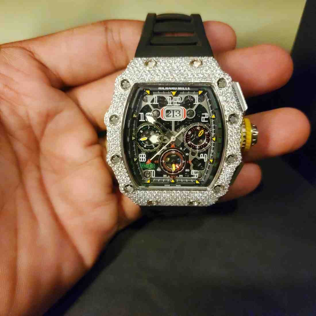 Unique Chronograph Custom Iced Out Diamond Watch Alternate View