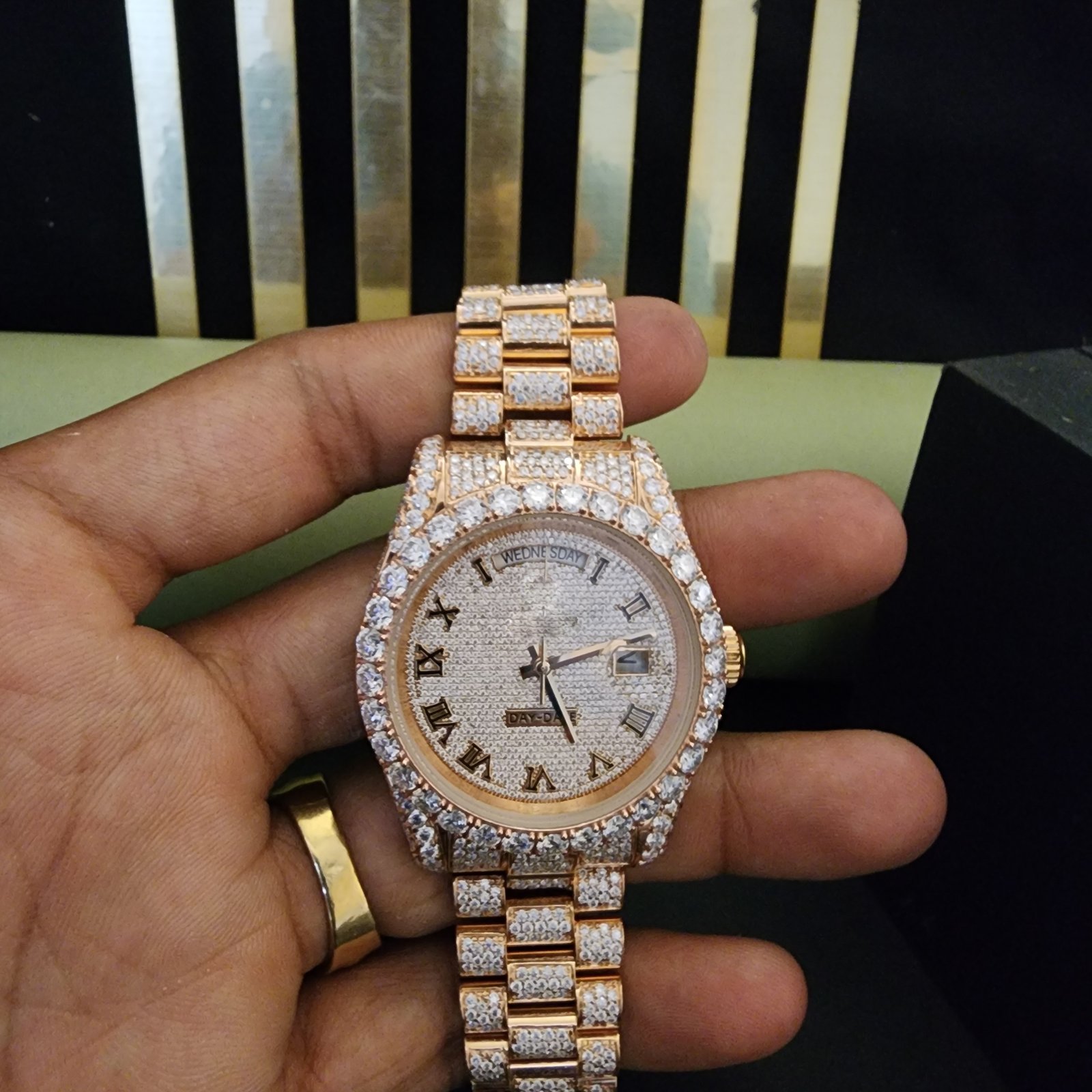 Full Iced Out Yellow And White Two Tone Custom Diamond Watch Alternate View