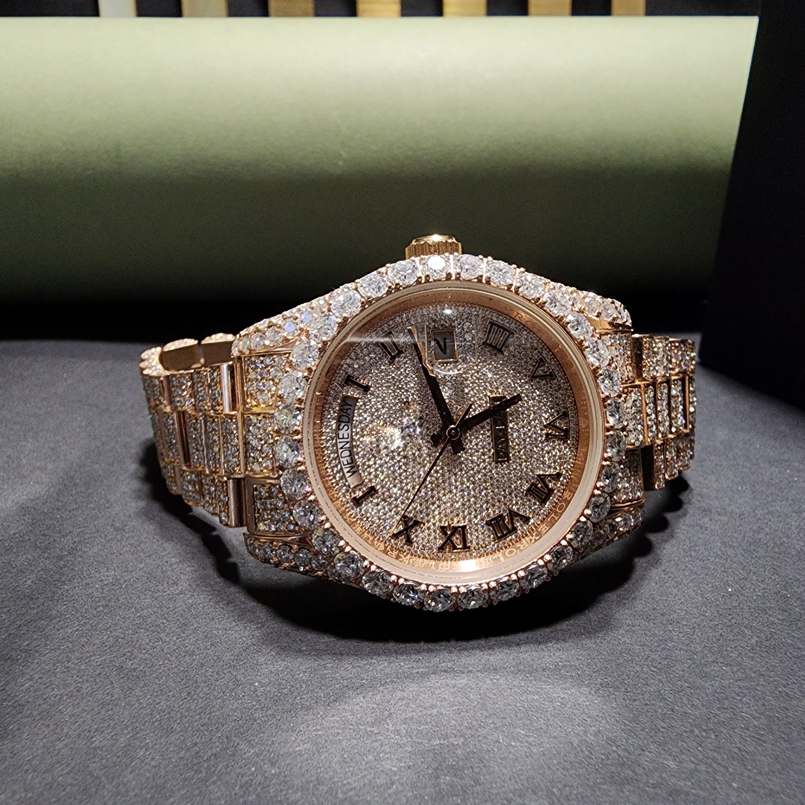 Full Iced Out Yellow And White Two Tone Custom Diamond Watch