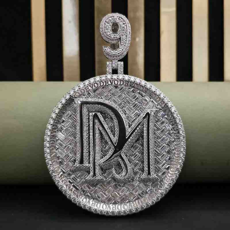 Iced Out DM Letter Diamond Hip Hop Pendant