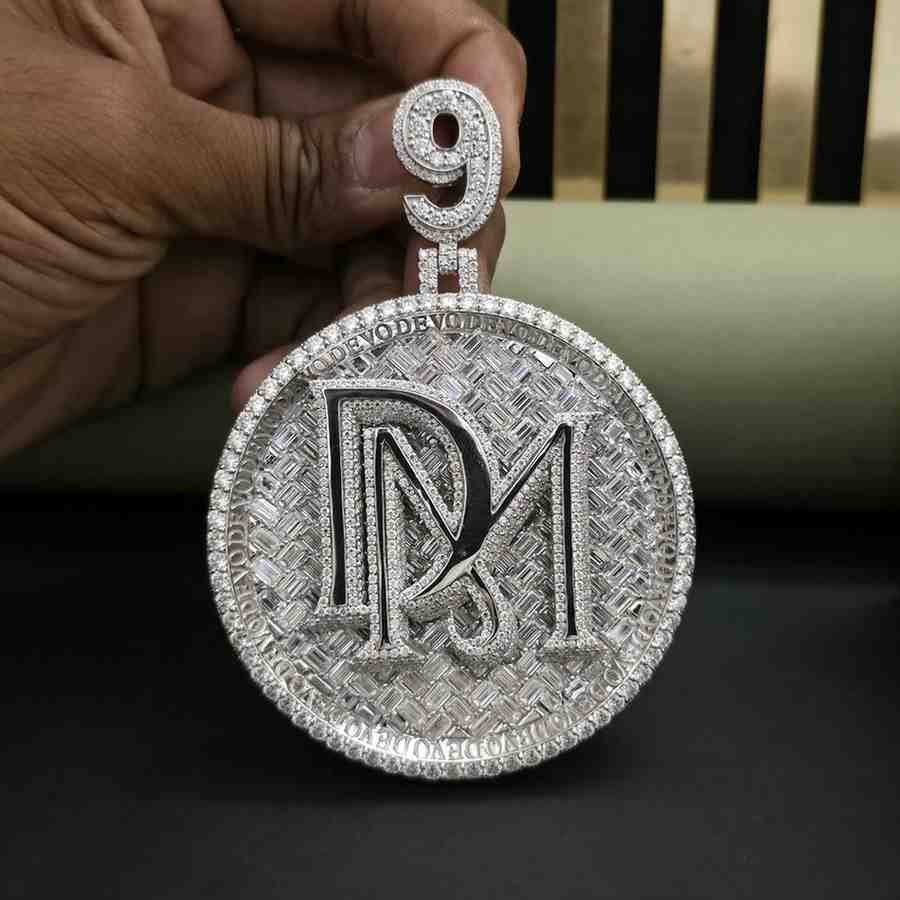 Iced Out DM Letter Diamond Hip Hop Pendant Alternate View