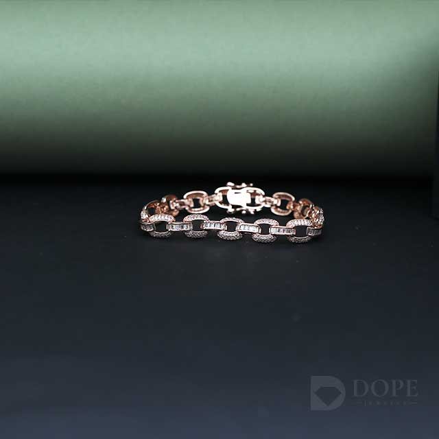 Classic Unisex Cuban Diamond Bracelet Alternate View