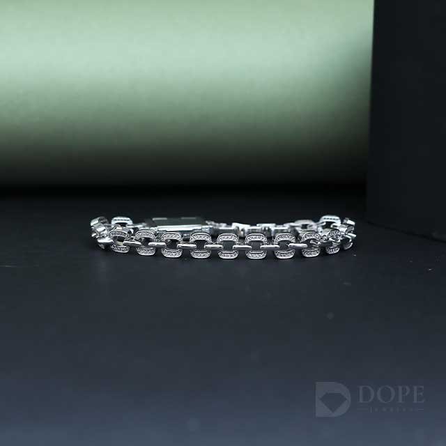 Stunning Round Cut Cuban Diamond Bracelet Anniversary Gift Alternate View