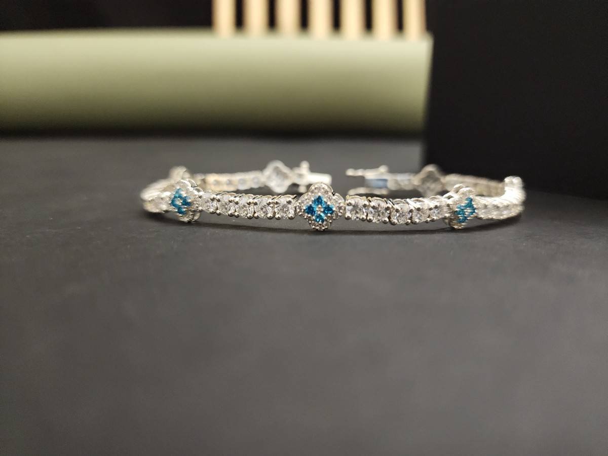 Classic Round Cut Blue Diamond Bracelet Alternate View