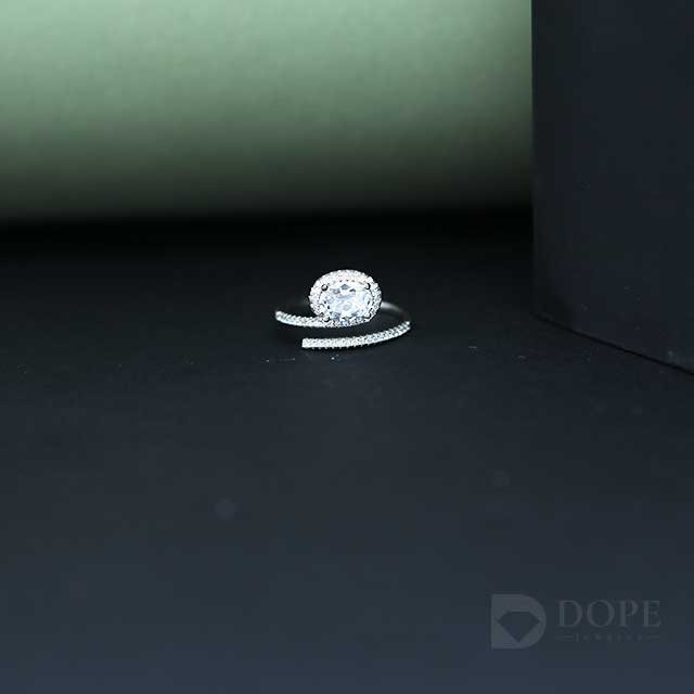 Unique Oval Cut Brilliant Diamond Engagement Ring Alternate View