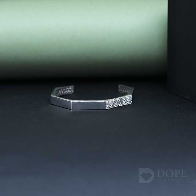 Trendy Round Stiff Diamond Cut  Bracelet For Her Alternate View
