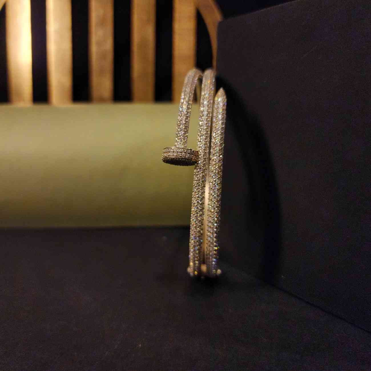 Designer Round Cut Stiff Diamond Bracelet For Women's Alternate View