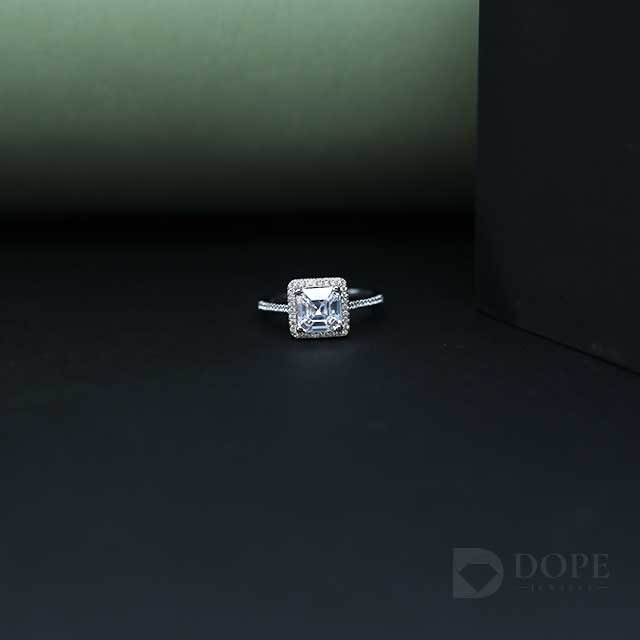 Unique Asscher Round Cut Diamond Ring Alternate View