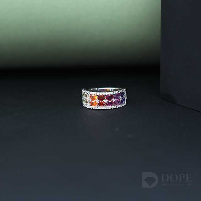 Unique Designer Multi Color Diamond Ring Alternate View