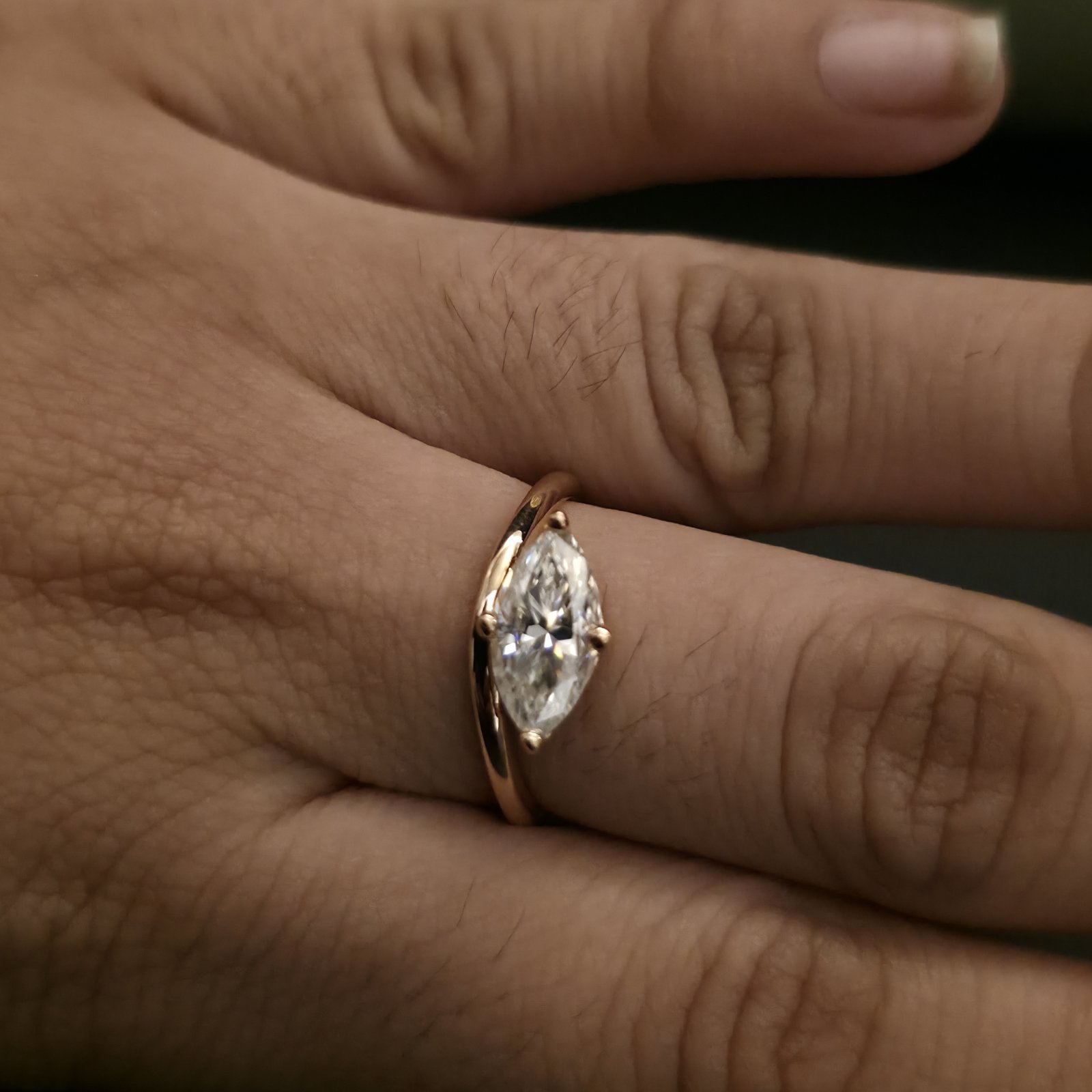 Minimalist Marquise Lab Grown Wedding Ring Alternate View
