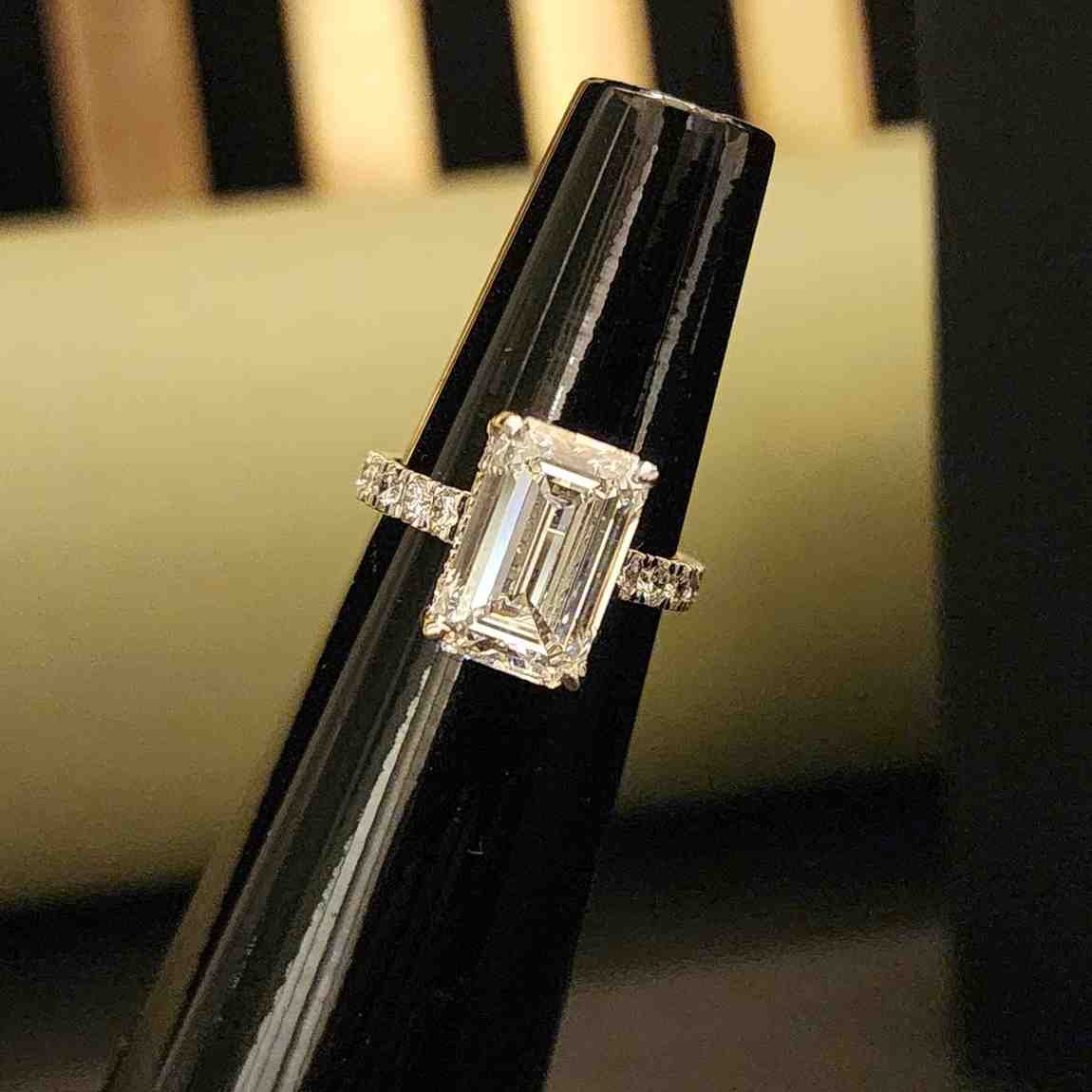 Elegant Emerald Cut Lab Grown Promise Diamond Ring