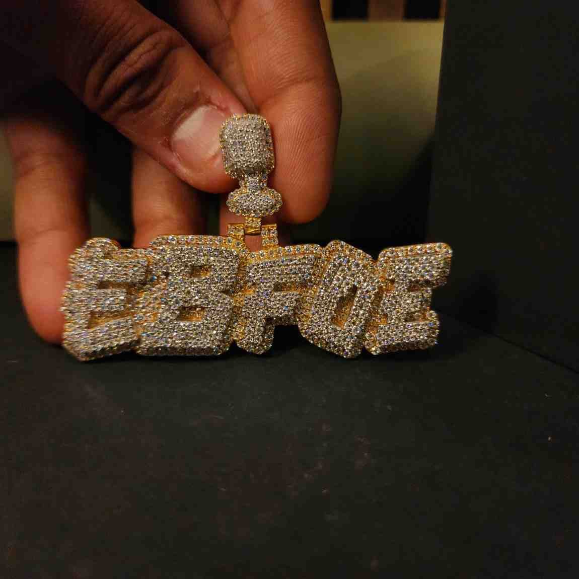 Custom Iced Out Diamond Letter Pendant Alternate View