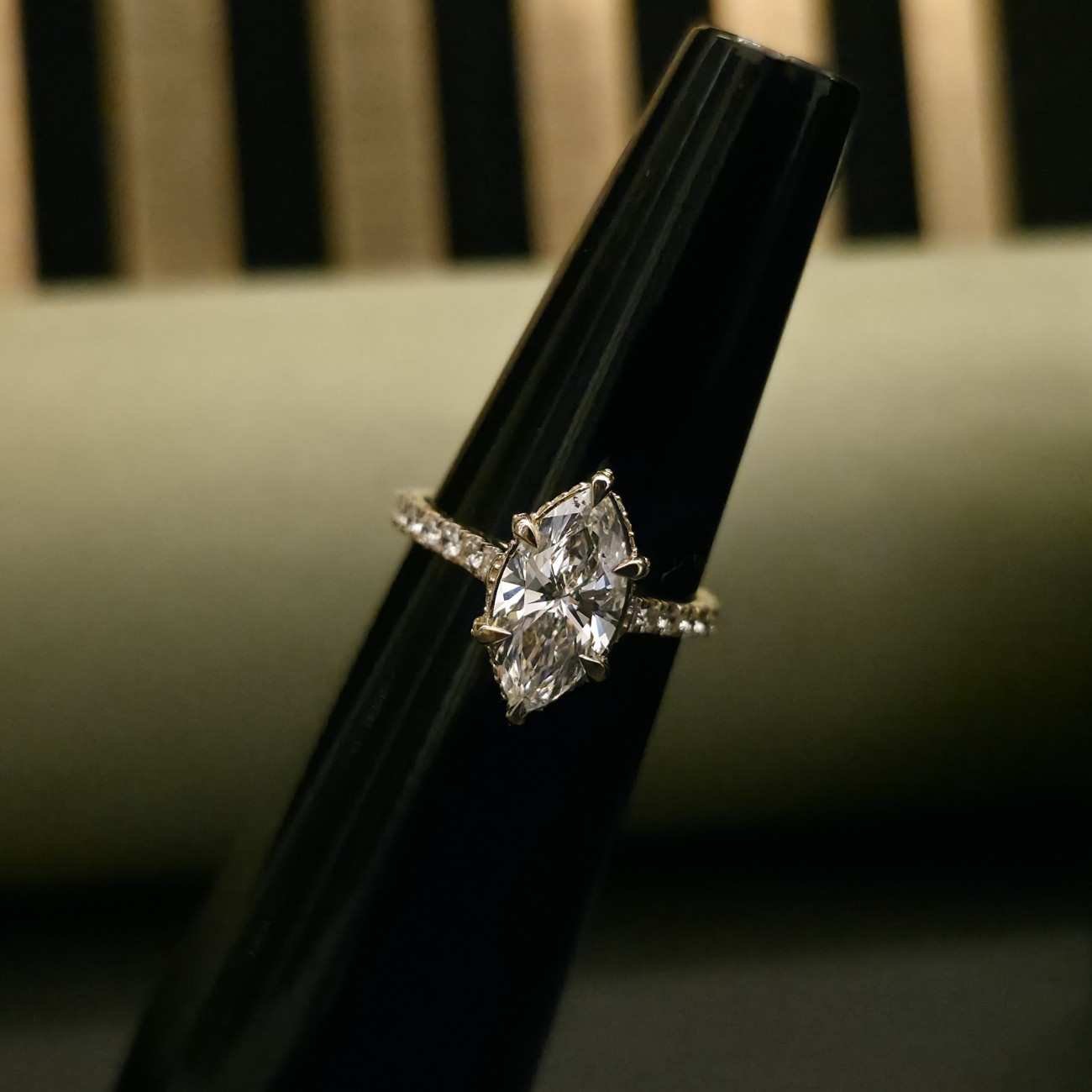 Marquise Cut Lab Grown Pave Diamond Ring