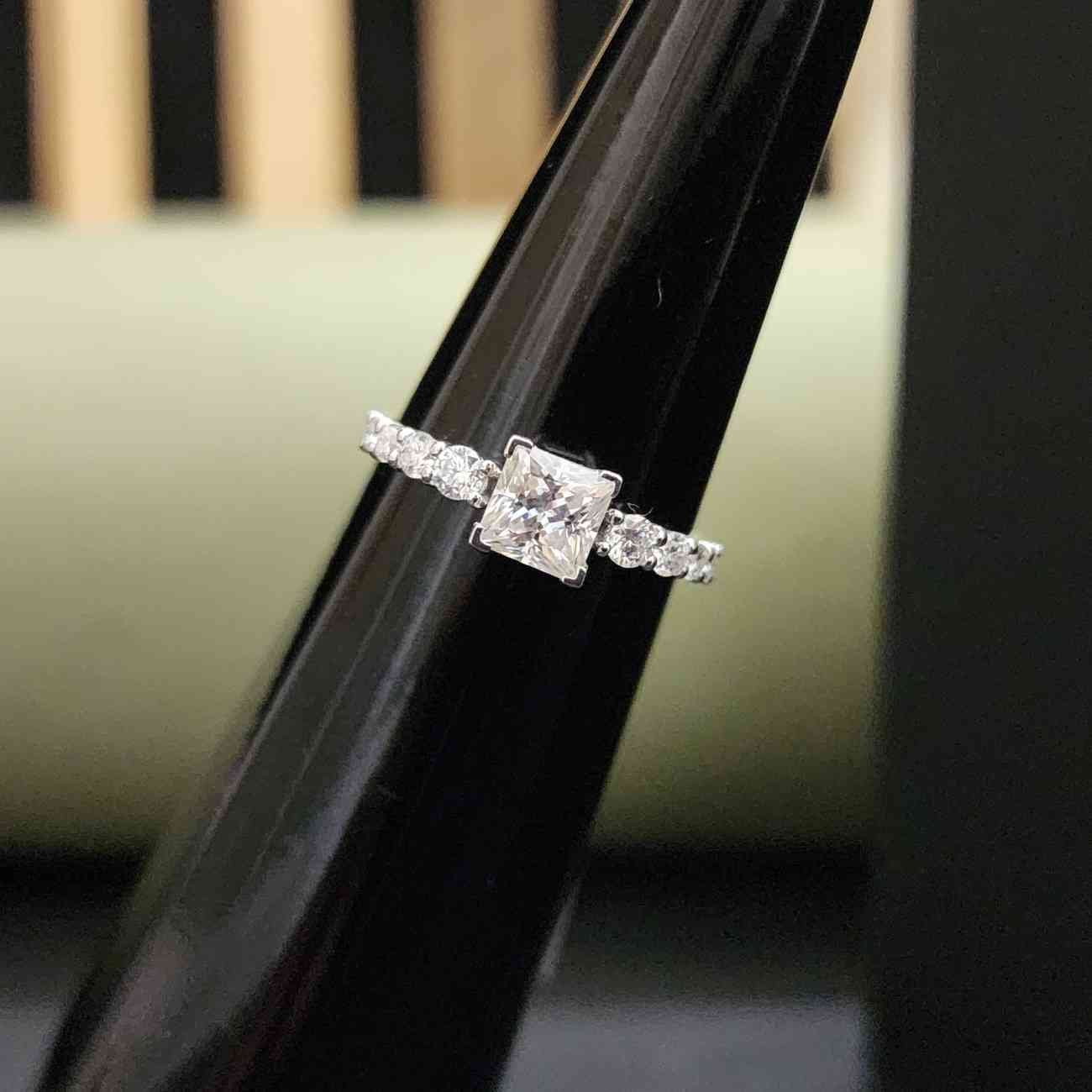 Pretty Princess Cut Lab Grown Promise Diamond Ring