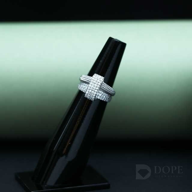 Classic Round Pave Sterling Band Diamond Ring