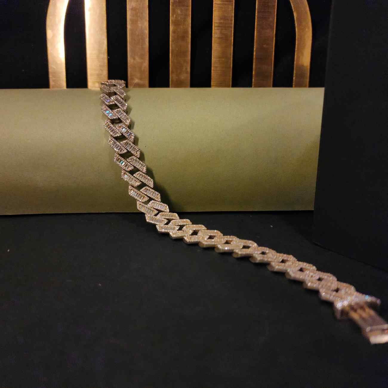 Luxury Designer Baguette Cut Cuban Diamond Bracelet