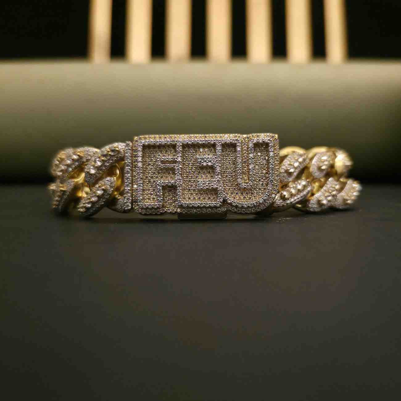 Men's Full Iced Out Custom Hip Hop Diamond Bracelet Alternate View