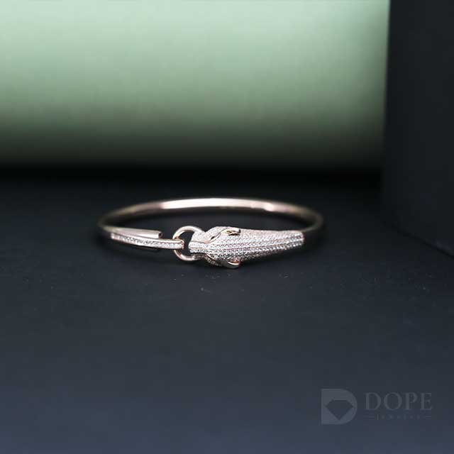 Unique Custom Crocodile Shape Cuban Stiff Diamond Bracelet Alternate View