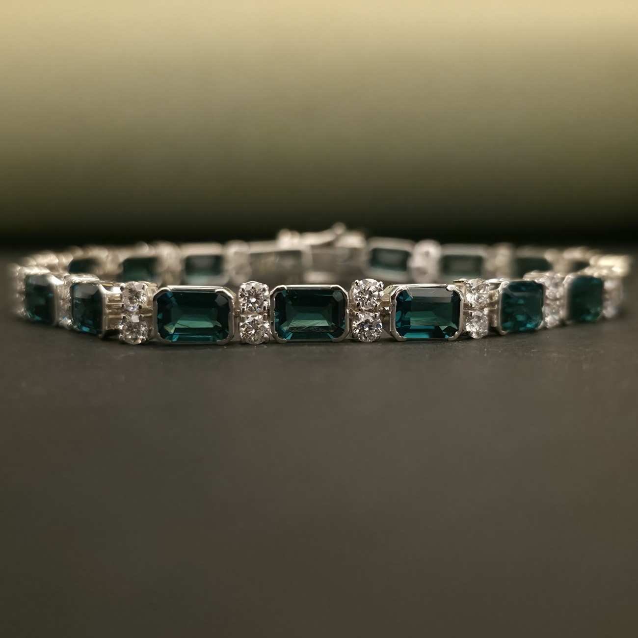 Luxury Emerald And Round Cut Designer Diamond Bracelet Alternate View