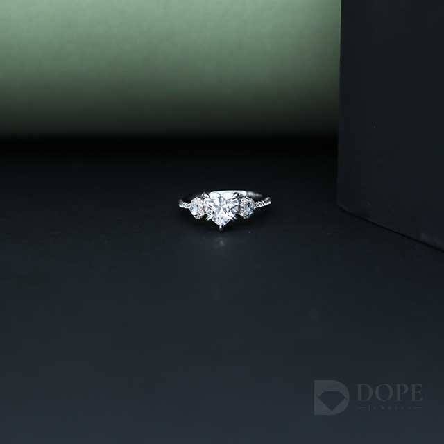Elegant Three Stone Silver Promise Diamond Ring Alternate View