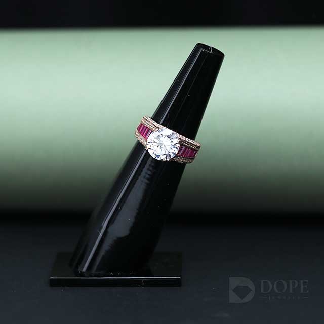 Round And Baguette Lab Grown Bridal Diamond Ring