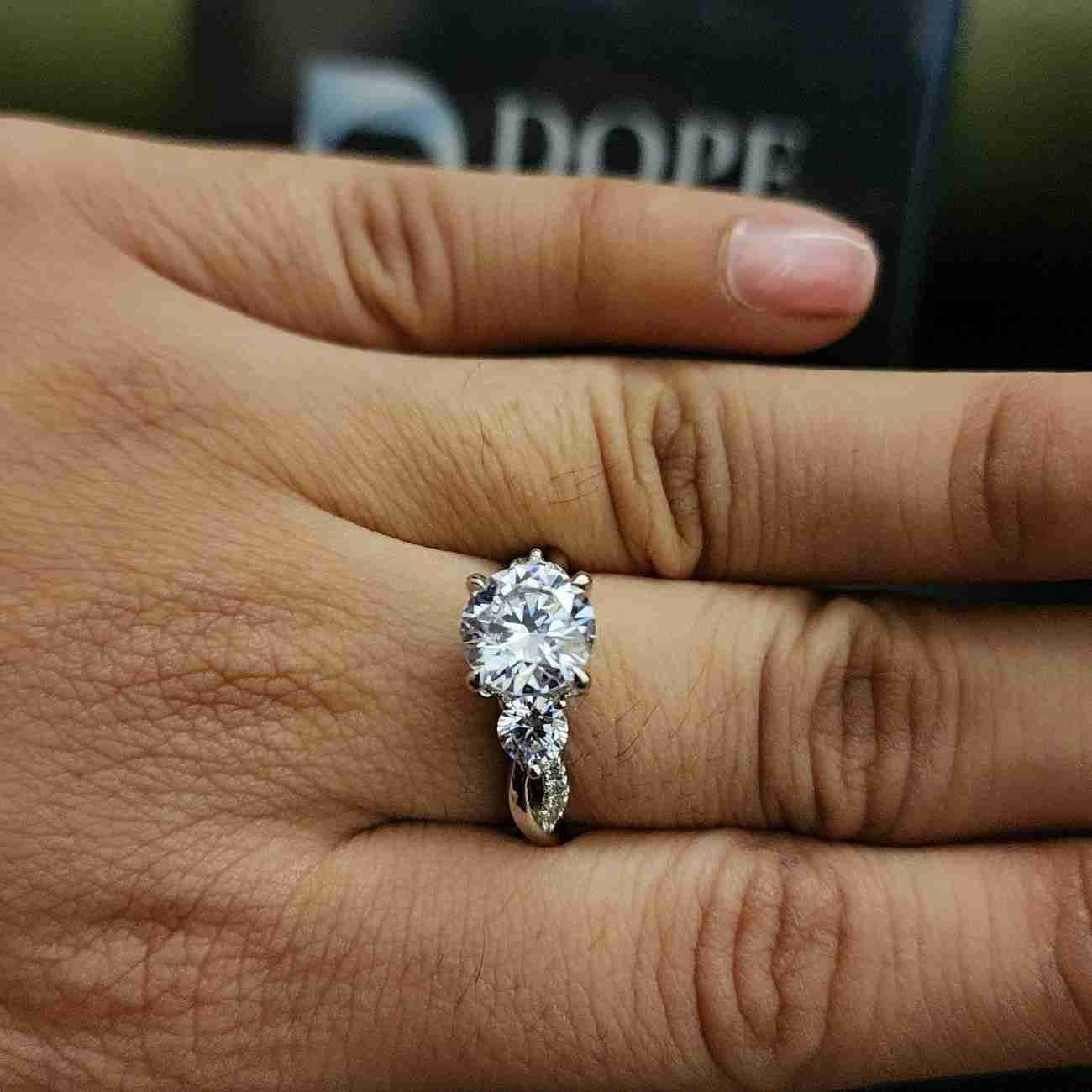 Elegant Round Cut Lab Grown Three Stone Diamond Promise Ring Alternate View