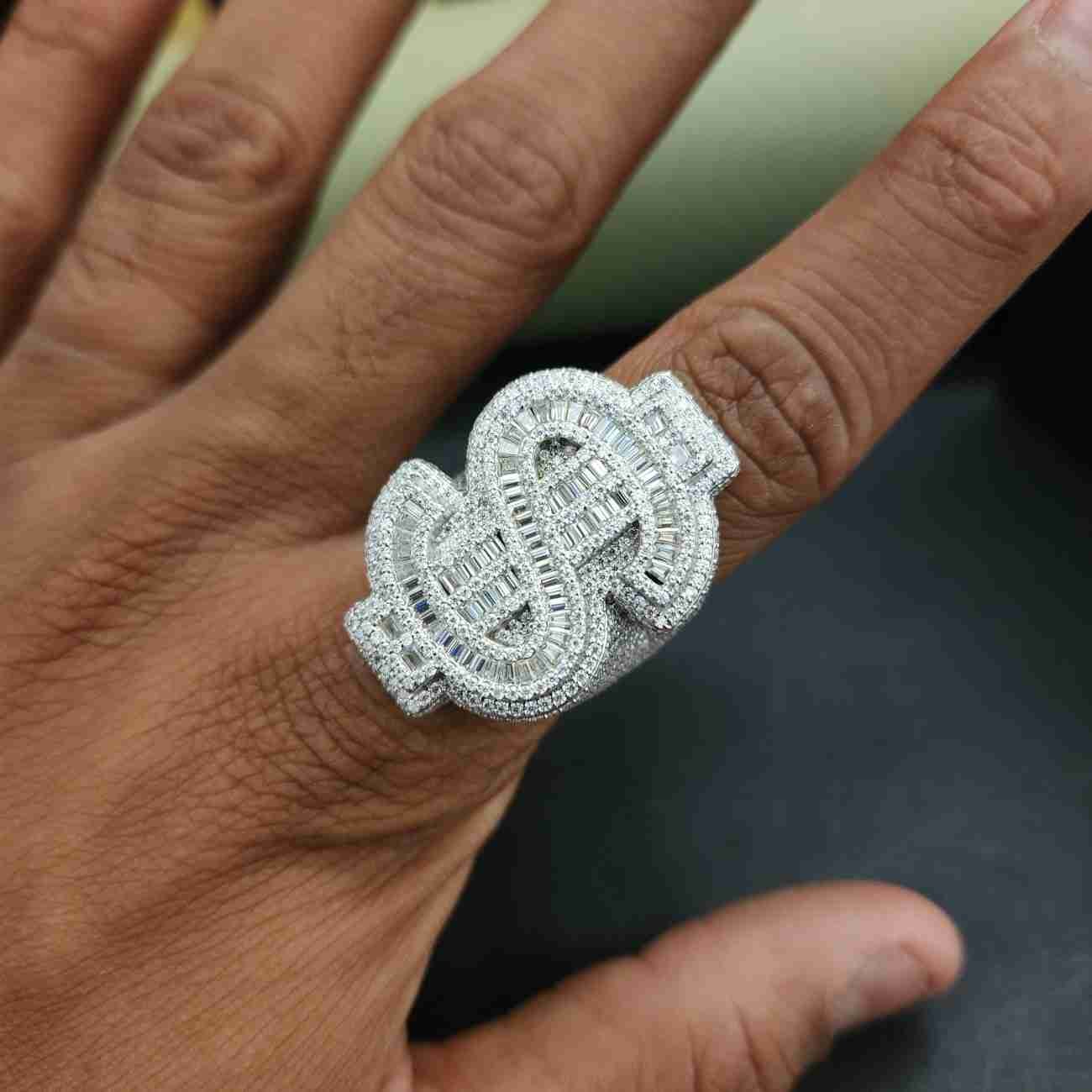 Luxury Baguette & Round Cut Dollar Shape Lab Grown Diamond Ring Alternate View