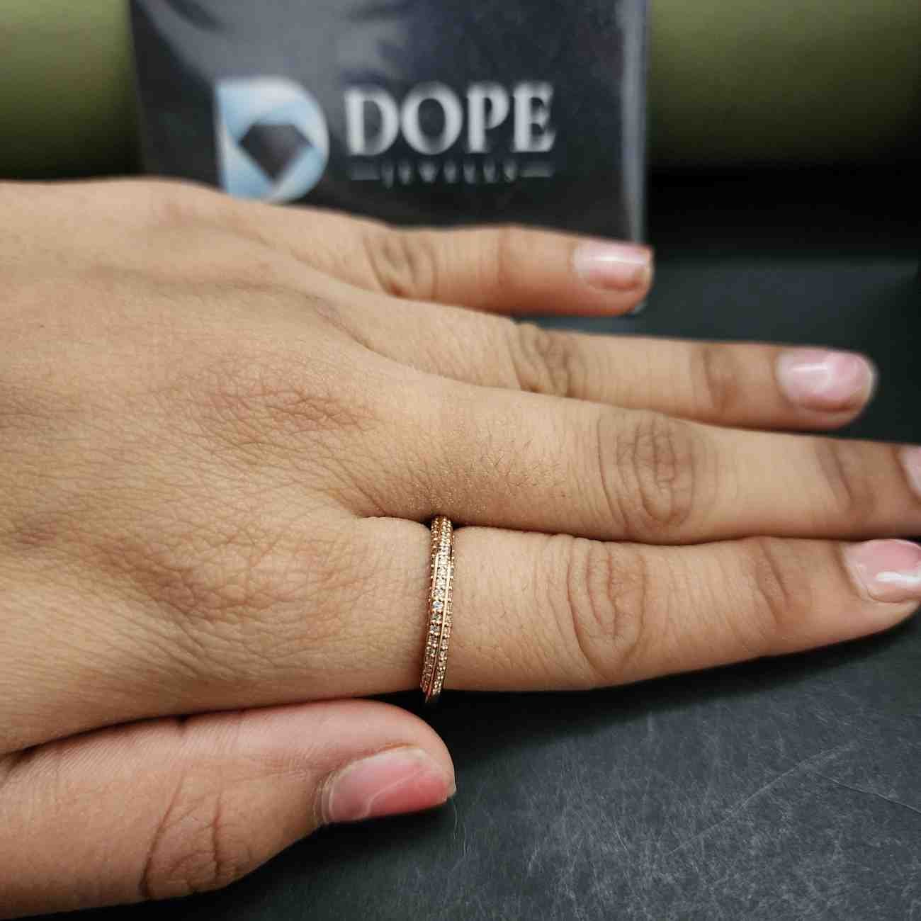 Elegant Round Cut Double Row Pave Diamond Band Alternate View