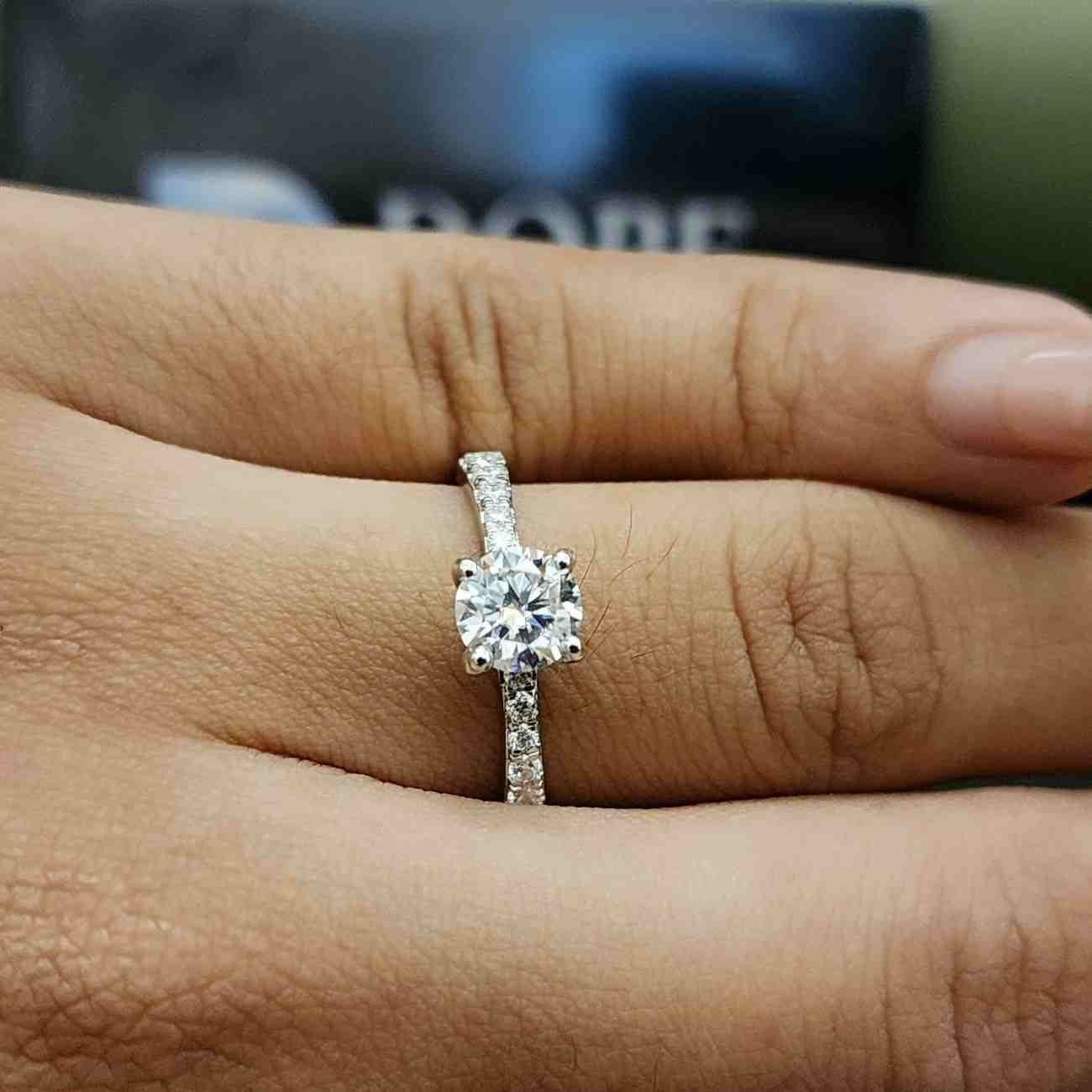 Trendy Round Cut Lab Grown Pave Diamond Ring Alternate View