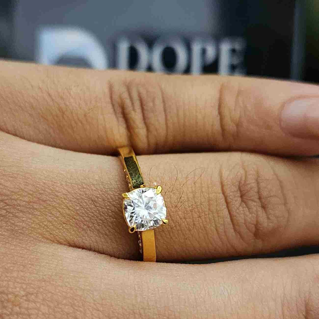 Elegant Cushion Cut Lab Grown Pave Diamond Ring Alternate View