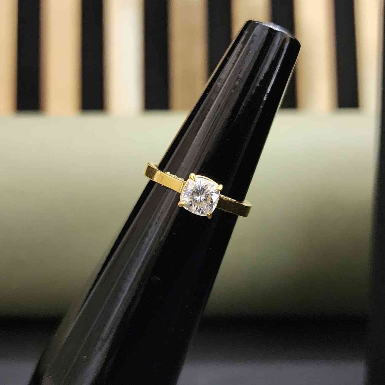 Elegant Cushion Cut Lab Grown Pave Diamond Ring