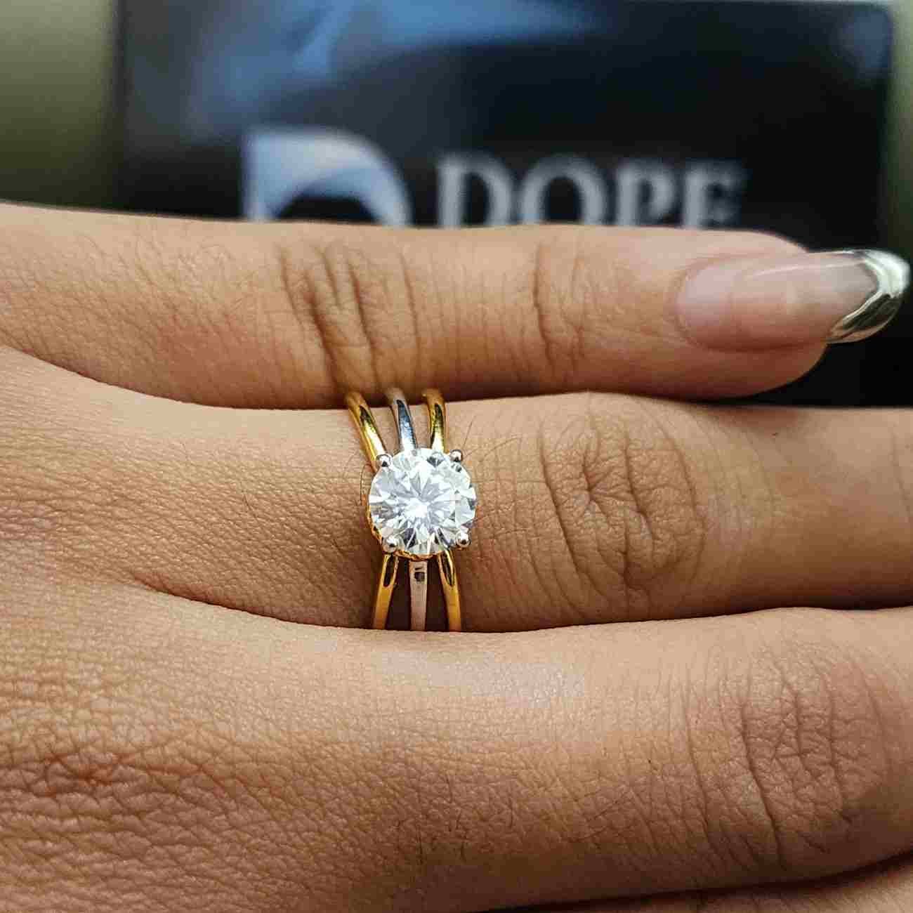 Unique Designer Two Tone Round Cut Diamond Ring Alternate View