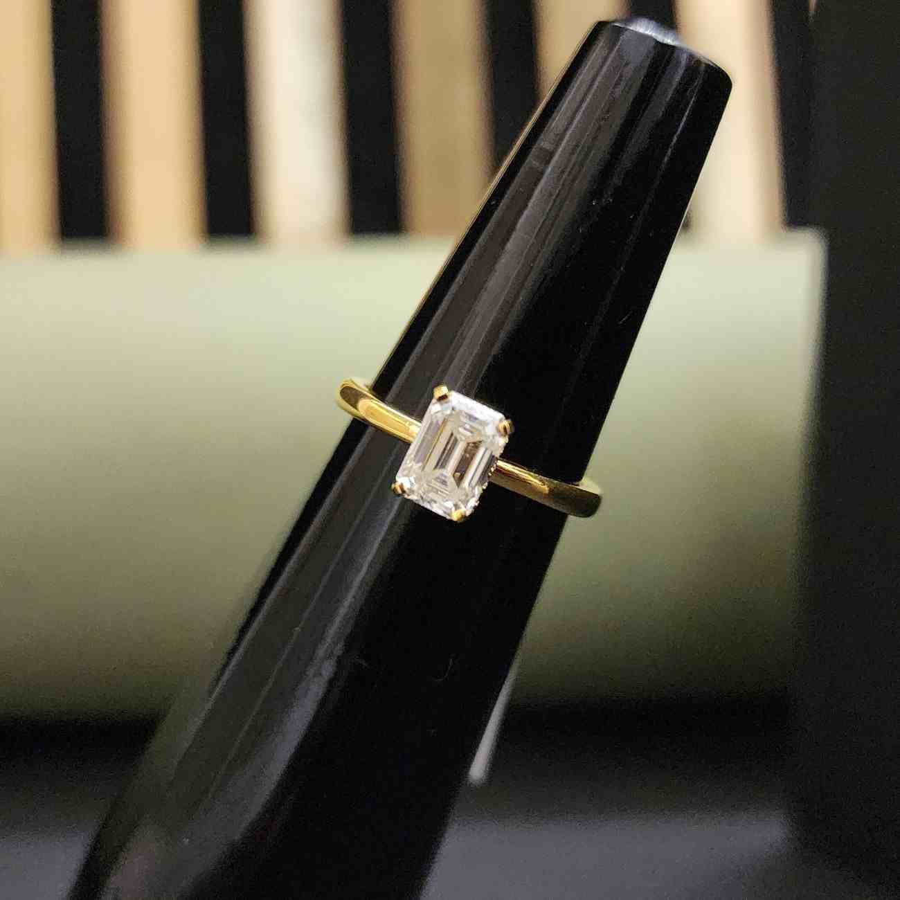 Minimalist Emerald Cut Lab Grown Diamond Engagement Ring