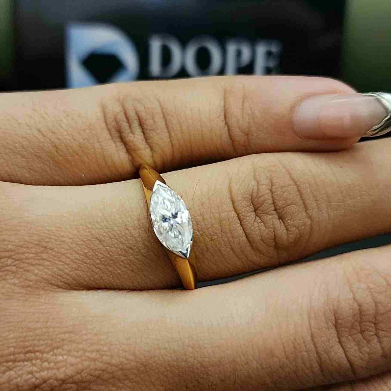Minimalist Marquise Cut Lab Grown Diamond Engagement Ring Alternate View