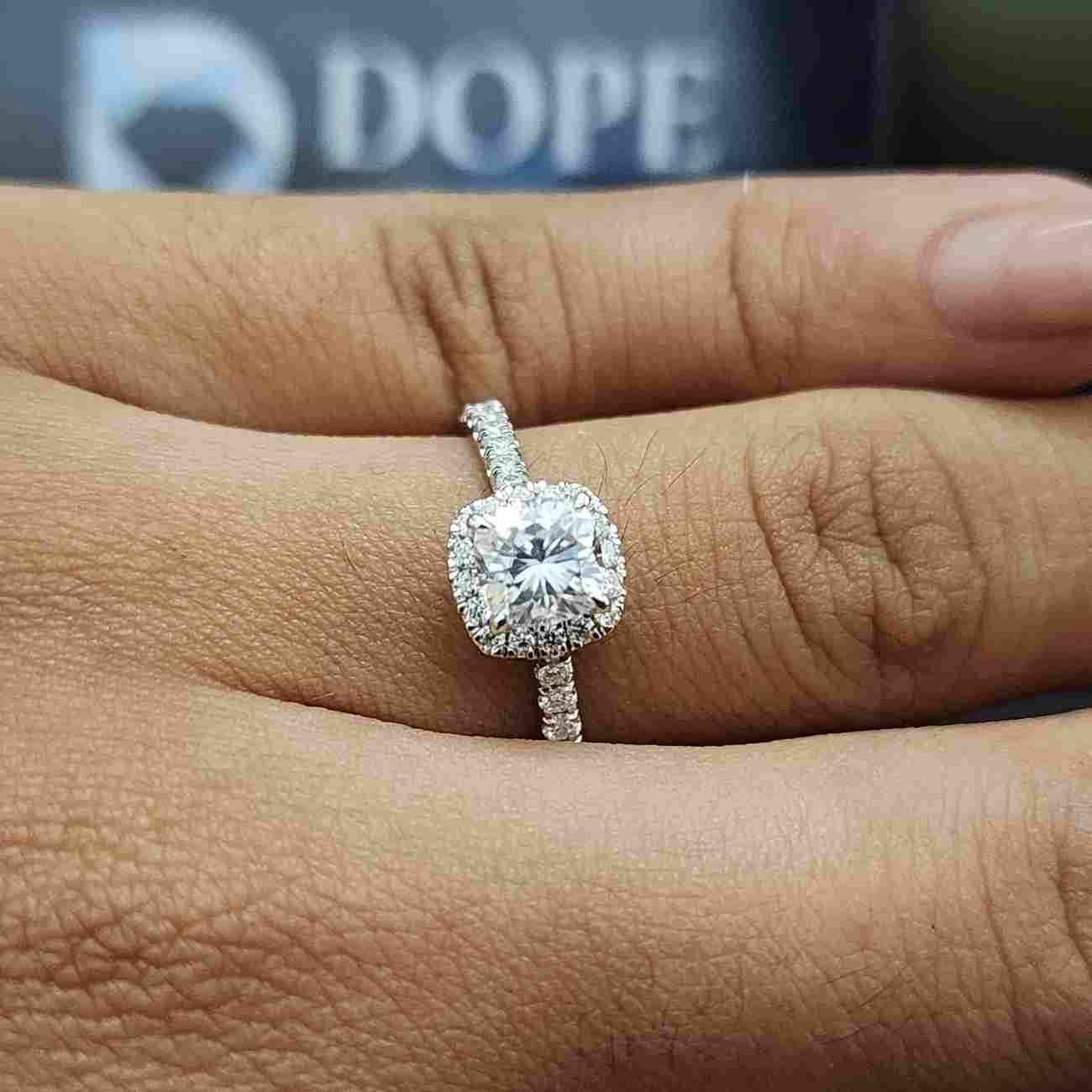 Elegant Solitaire Cushion Cut Lab Grown Diamond Ring Alternate View