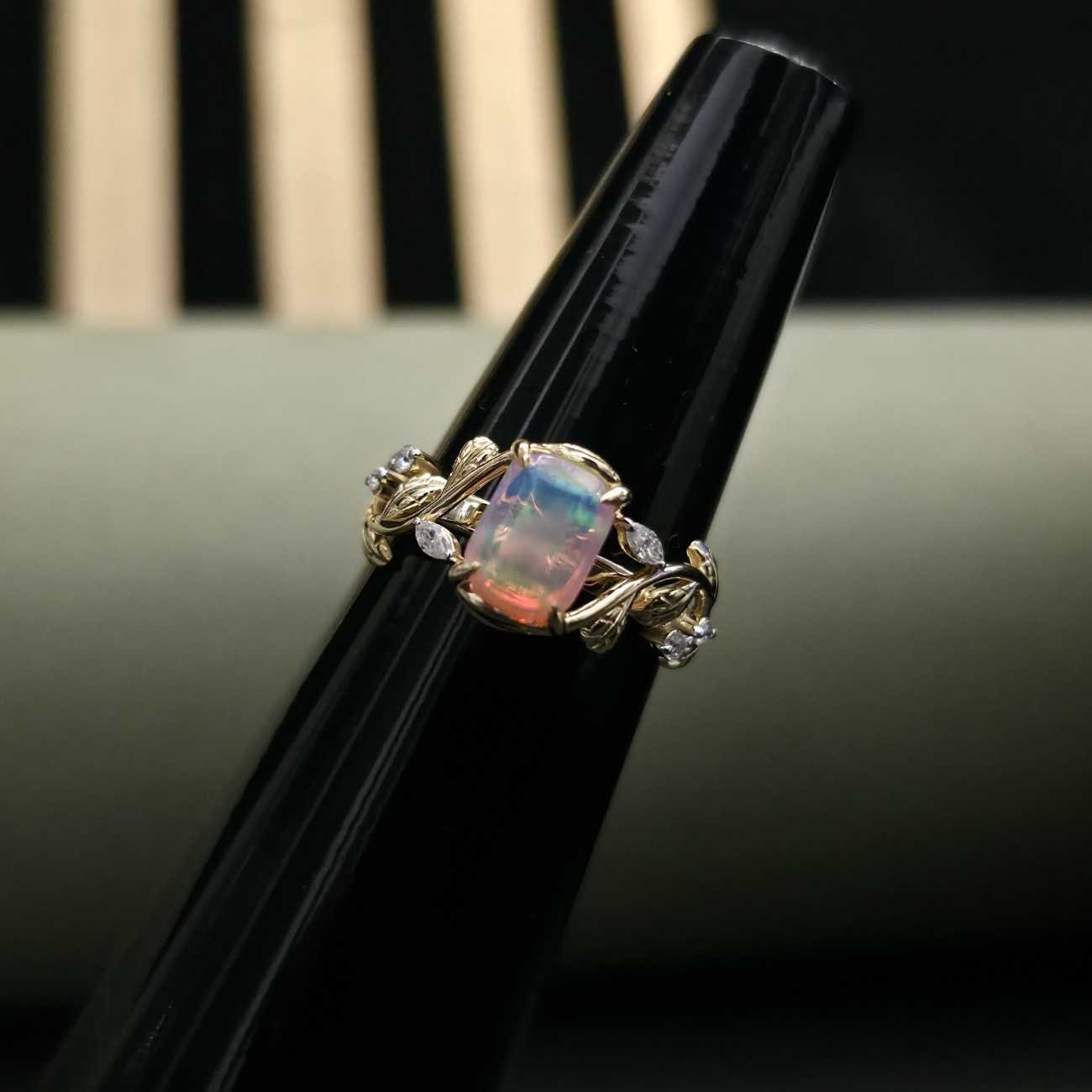 Unique Designer Opal Lab Grown Diamond Ring