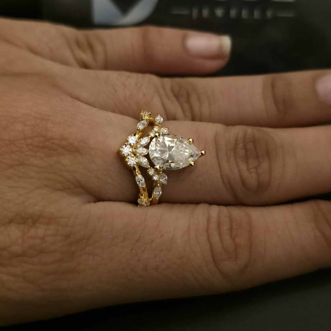 Designer Multi Stone Lab Grown Diamond Bridal Ring Alternate View