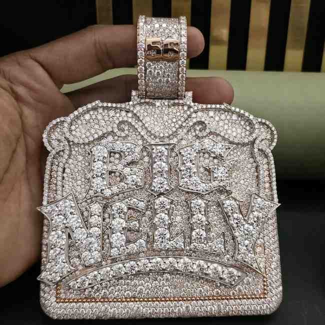BIG NELLY Iced Out Hip Hop Custom Diamond Pendant Alternate View