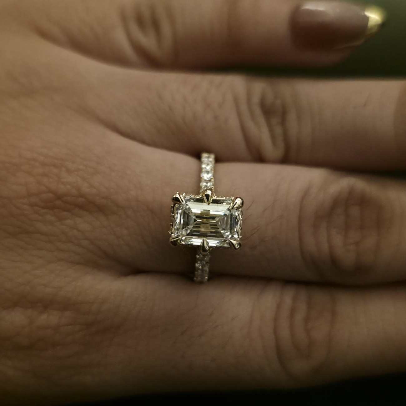 Classic Emerald Cut Lab grown Wedding Diamond Ring Alternate View