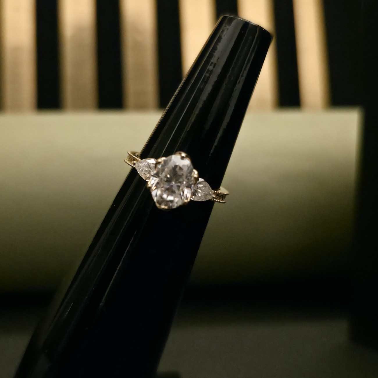 Oval Cut Three Stone Lab Grown Diamond Ring
