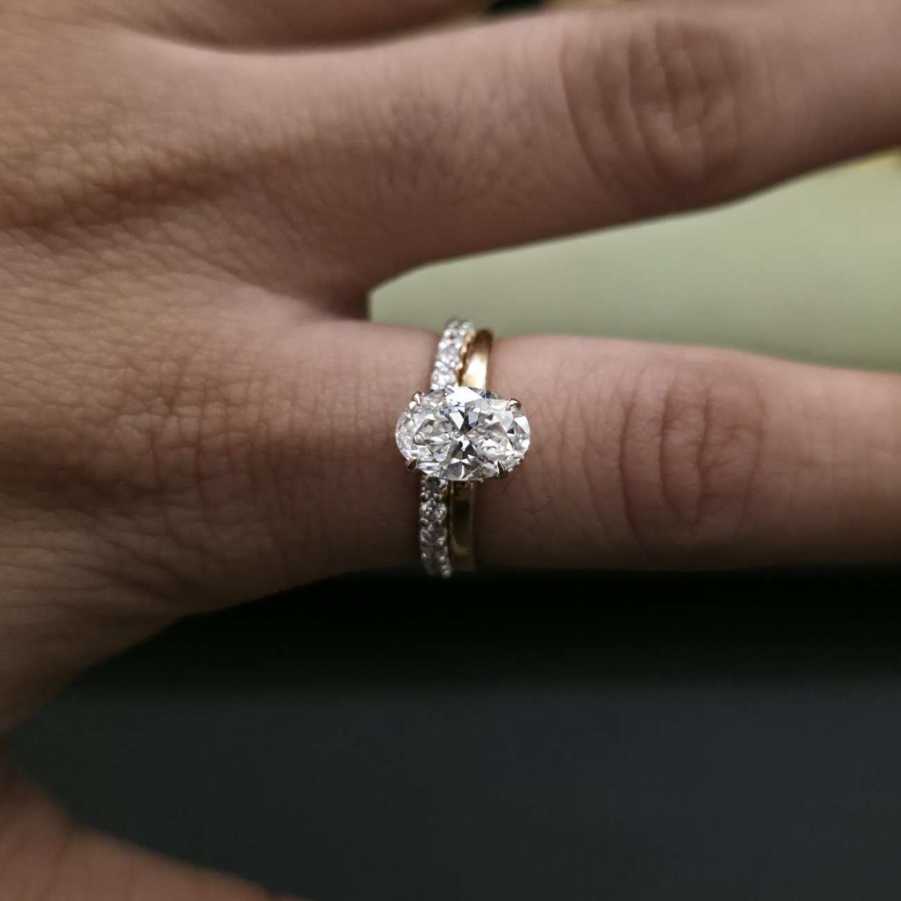 Minimalist Two Tone Oval Cut  Lab Grown Diamond Ring Alternate View