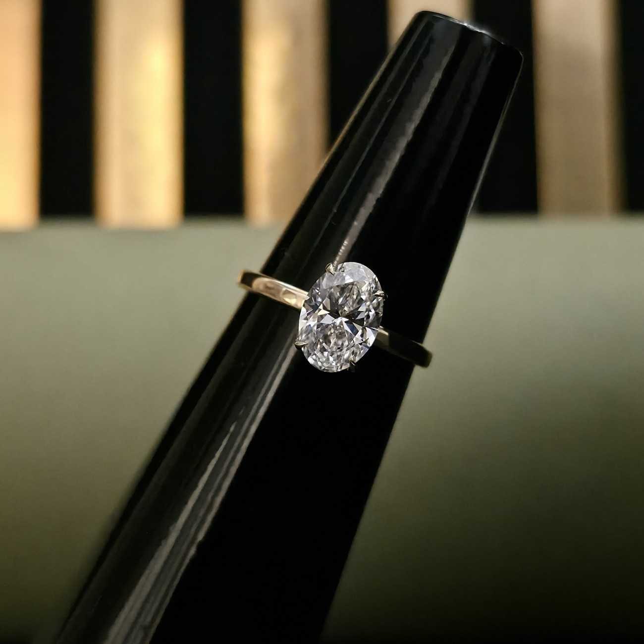 Minimalist Two Tone Oval Cut  Lab Grown Diamond Ring