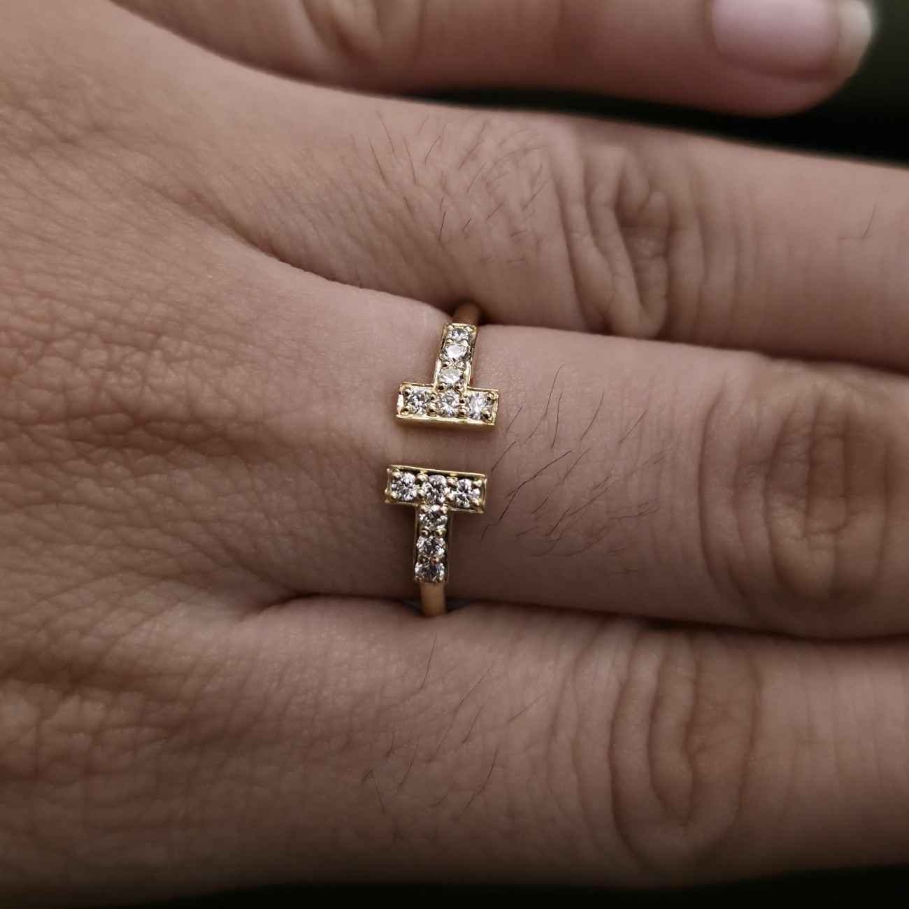 Modern T Shaped Open Lab Grown Diamond Ring Alternate View