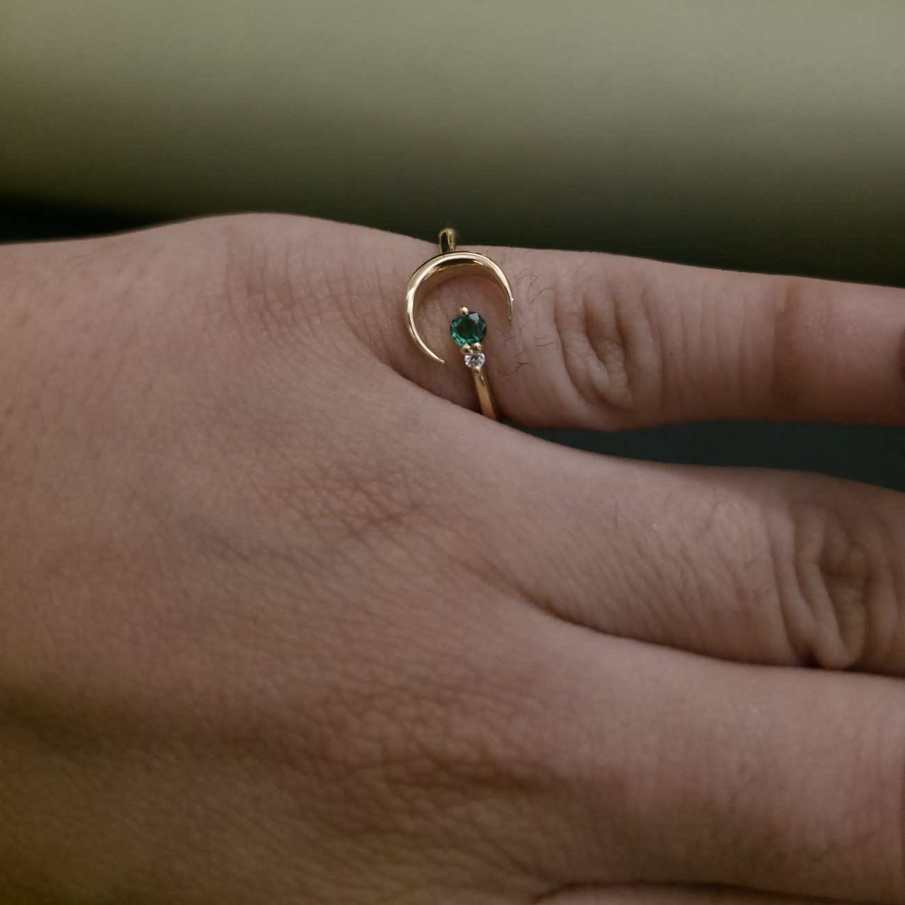 Minimalist Moon Shaped Open Band Lab grown Diamond Ring Alternate View