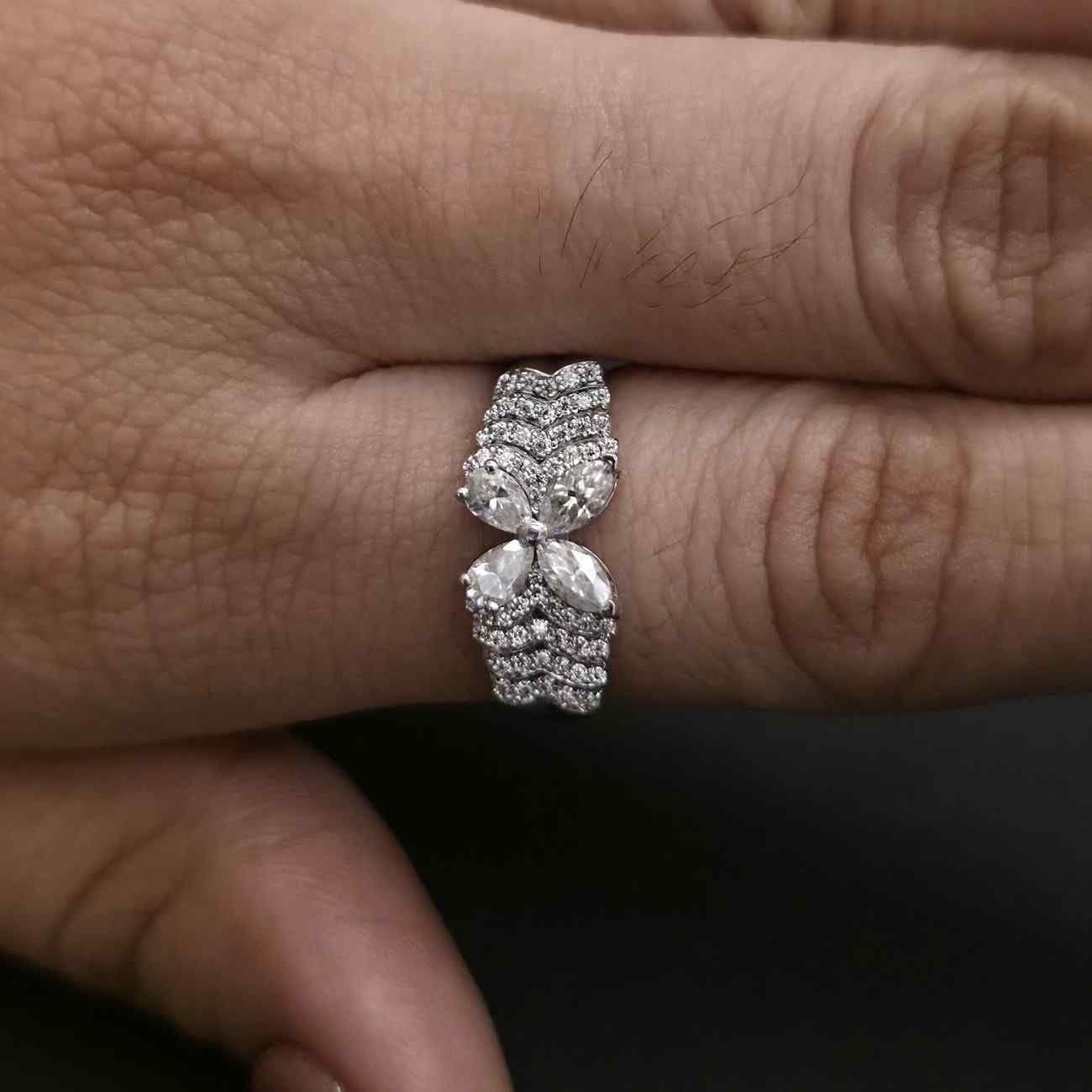 Trendy Butterfly Shape Lab Grown Pave Diamond Ring For Her Alternate View