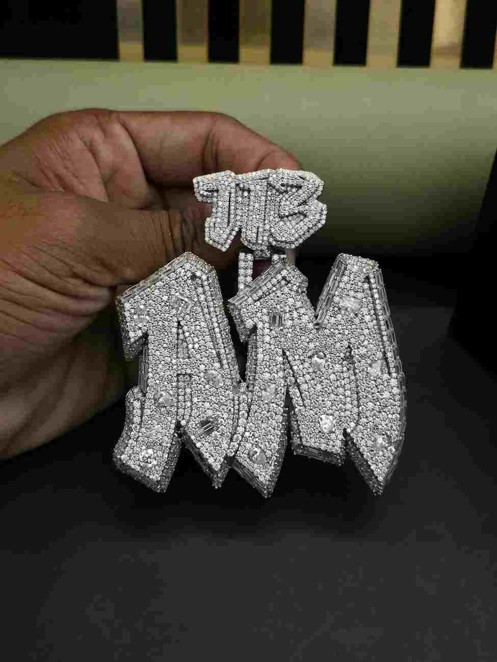 Iced Out Custom Letter Hip Hop Diamond Pendant Alternate View