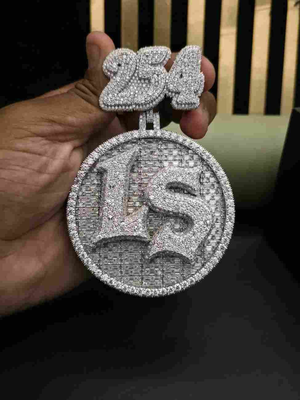 Full Iced Out LS Custom Latter Hip Hop Diamond Pendant Alternate View