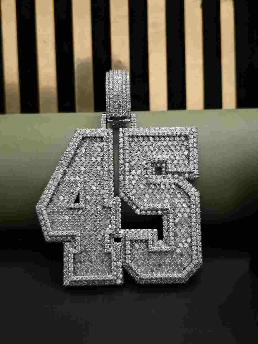 Fully Iced Out 45 Number Hip Hop Diamond Pendant